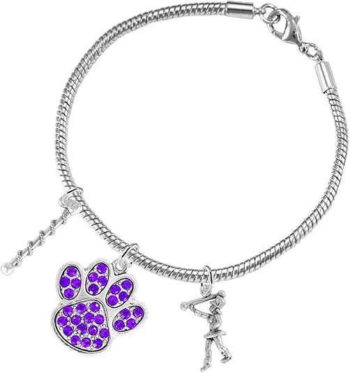 The, Majorette Jewelry Purple Crystal Paw Hypoallergenic Adjustable, Safe-Nickel, Lead Free