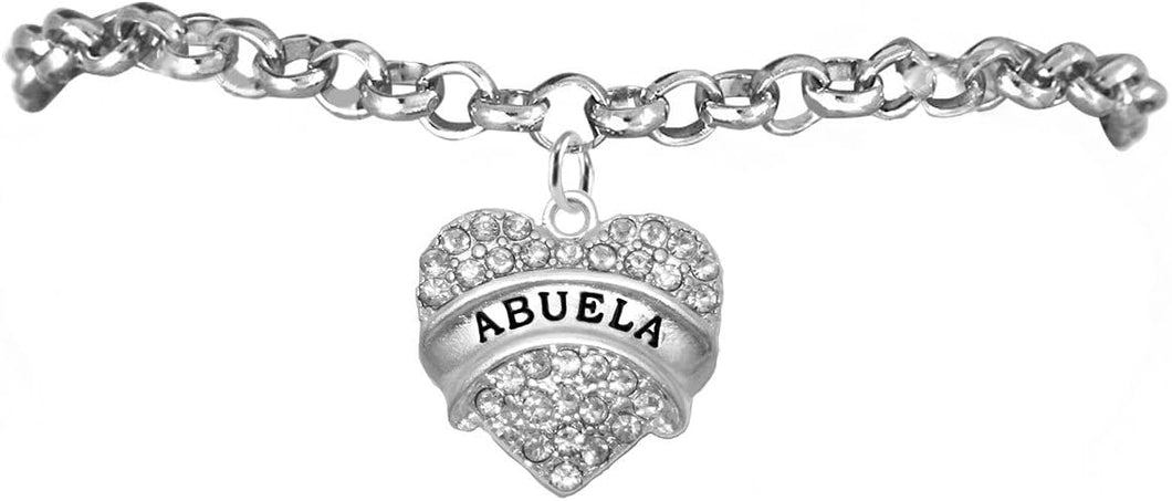 Abuela Adjustable Crystal Heart Bracelet, Safe-Hypoallergenic, Nickel, Lead & Cadmium Free!