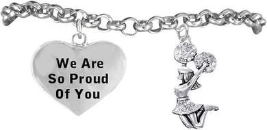 Cheerleader Crystal Bracelet, We are So Proud of You Safe-Hypoallergenic, Nickel Free