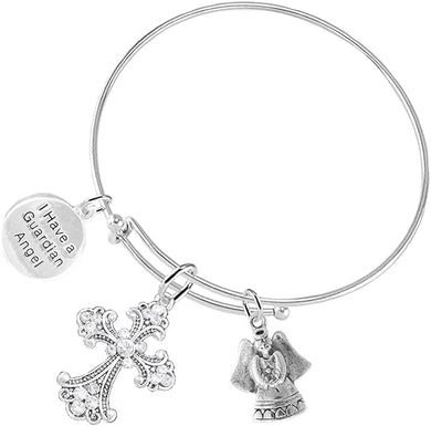 Christian Guardian Angel 3 Charm Adjustable Bracelet Hypoallergenic, Safe-Nickel, Lead, Free