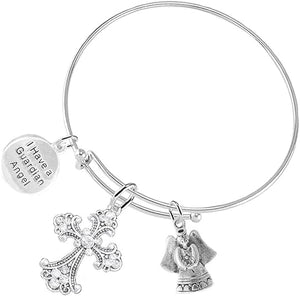 Christian Guardian Angel 3 Charm Adjustable Bracelet Hypoallergenic, Safe-Nickel, Lead, Free