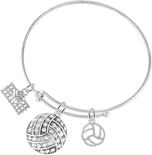 Crystal Volleyball, Adjustable, Safe-Hypoallergenic, Nickel, Lead, and Cadmium Free