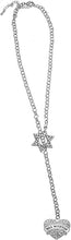 Jewish Bas Mitzvah Crystal Heart, Through A Crystal Star Of David, Rolo Chain Necklace Hypoallergenic, Safe-Nickel, Lead, And Cadmium Free