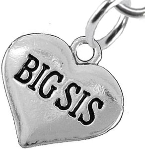Big Sis Heart Charm Fishhook Earring Hypoallergenic, Safe-Nickel, Lead & Cadmium Free!