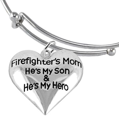 Firefighter, My Son is My Hero Bracelet, Adjustable Hypoallergenic, Safe-Nickel, Lead, Cadmium Free