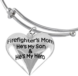 Firefighter, My Son is My Hero Bracelet, Adjustable Hypoallergenic, Safe-Nickel, Lead, Cadmium Free
