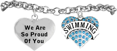Swimming We are So Proud of You Bracelet, Adjustable Hypoallergenic, Safe-Nickel, Lead Free