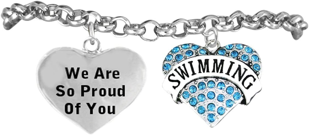 Swimming We are So Proud of You Bracelet, Adjustable Hypoallergenic, Safe-Nickel, Lead Free