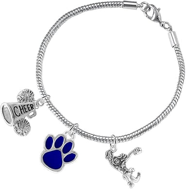 Blue Paw Cheer 3 Charm Bracelet Safe-Hypoallergenic, Nickel, Lead and Cadmium Free