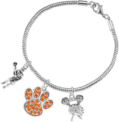 Lacrosse Jewelry, Orange Crystal Paw Jewelry, Hypoallergenic Safe-Nickel, Lead and Cadmium Free!