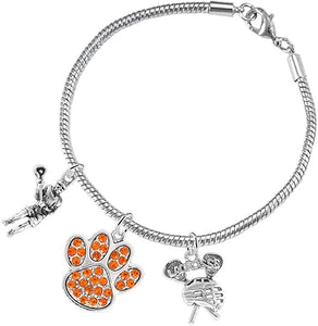Lacrosse Jewelry, Orange Crystal Paw Jewelry, Hypoallergenic Safe-Nickel, Lead and Cadmium Free!