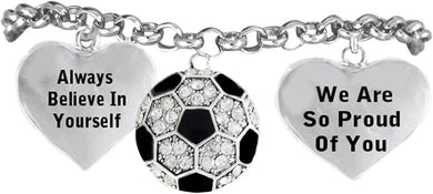 Soccer Always Believe in Yourself Adjustable Bracelet, Safe-Hypoallergenic, Nickel, Lead, Free!