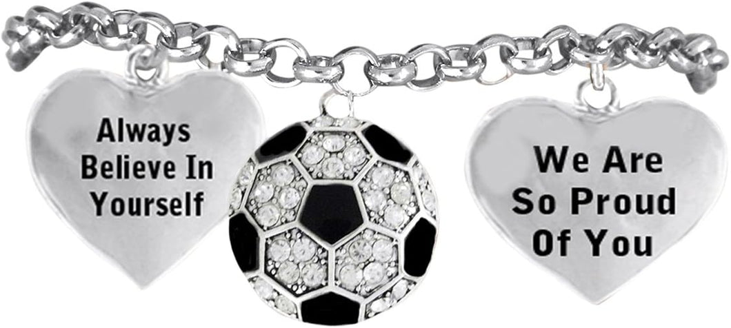Soccer Always Believe in Yourself Adjustable Bracelet, Safe-Hypoallergenic, Nickel, Lead, Free!