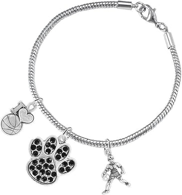 Black PawCrystal Basketball Jewelry, Adjustable, Safe-Hypoallergenic, Nickel, Lead Free