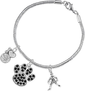 Black PawCrystal Basketball Jewelry, Adjustable, Safe-Hypoallergenic, Nickel, Lead Free