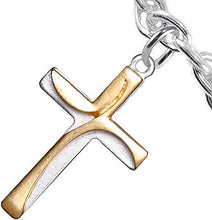 Two Tone Matt Gold and Silver Contemporary Cross Bracelet Hypoallergenic, Safe-Nickel, Lead, and Cadmium Free