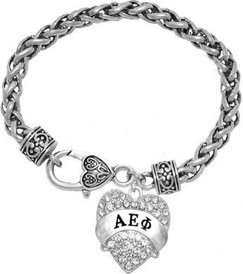 Alpha Epsilon Phi Crystal Heart Bracelet - Licensed Sorority Jewelry Manufacturer