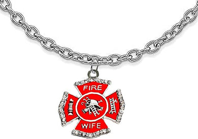 Firefighter's Wife Crystal Necklace ©2015, Safe-Nickel, Lead, & Cadmium Free!