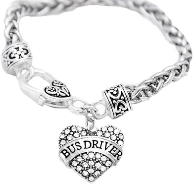 Bus Driver Crystal Heart Bracelet, Safe-Nickel, Lead & Cadmium Free!