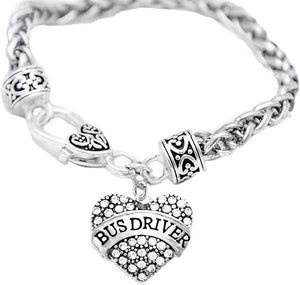 Bus Driver Crystal Heart Bracelet, Safe-Nickel, Lead & Cadmium Free!