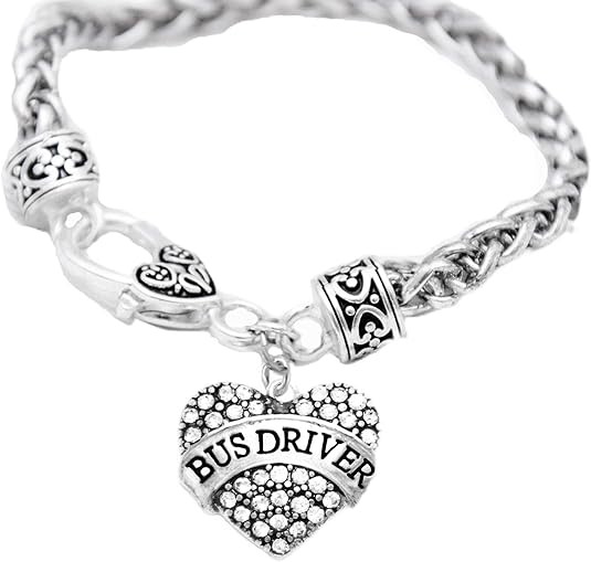 Bus Driver Crystal Heart Bracelet, Safe-Nickel, Lead & Cadmium Free!