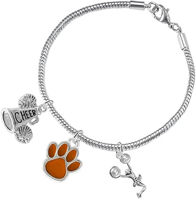 Orange Paw Cheer 3 Charm Bracelet Safe-Hypoallergenic, Nickel, Lead and Cadmium Free