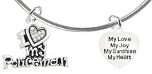 Policeman's, I Love My Policeman, My Love, My Joy, Adjustable Miracle Wire Bracelet, Hypoallergenic, Safe-Nickel, Lead, Free