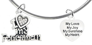 Policeman's, I Love My Policeman, My Love, My Joy, Adjustable Miracle Wire Bracelet, Hypoallergenic, Safe-Nickel, Lead, Free