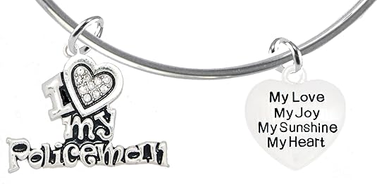 Policeman's, I Love My Policeman, My Love, My Joy, Adjustable Miracle Wire Bracelet, Hypoallergenic, Safe-Nickel, Lead, Free