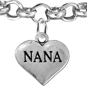 Nana Heart Charm Bracelet Hypoallergenic, Adjustable, Safe, Nickel, Lead & Cadmium Free!