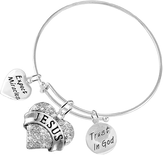 Christian 3 Charm Adjustable Bracelet Hypoallergenic, Safe-Nickel, Lead, Free