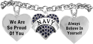 The Navy Crystal Heart Hypoallergenic Adjustable Bracelet, Nickel, Lead Free!
