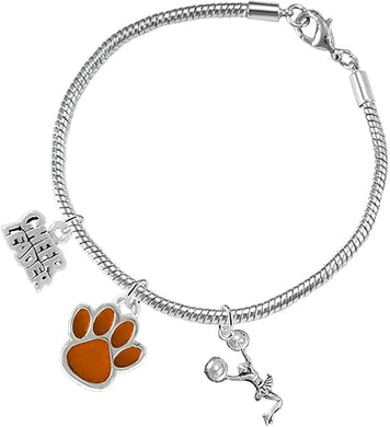 Orange Paw Cheer 3 Charm Bracelet Safe-Hypoallergenic, Nickel, Lead and Cadmium Free