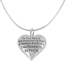My Firefighter is My World, Wife Adjustable Necklace, Hypoallergenic, Safe-Nickel, Lead, Cadmium Free
