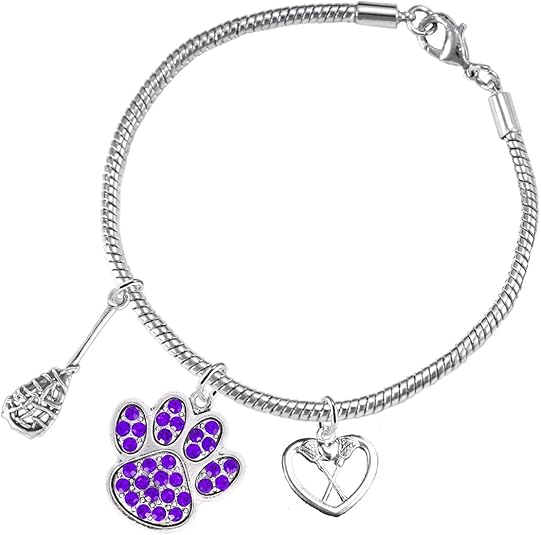 Lacrosse Jewelry, Purple Crystal Paw Jewelry, Hypoallergenic Safe-Nickel, Lead and Cadmium Free!