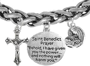 Saint Benedict Charm-Prayer-Crucifix-Mary with Christ, Protect Me from Harm, from Evil, from The Devil. Nickle, Lead Free
