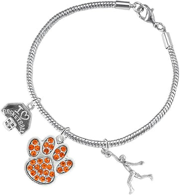 Orange Paw Crystal Basketball Jewelry, Adjustable, Safe-Hypoallergenic, Nickel, Lead Free