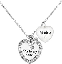 Madre, Madre Collar, Mom Jewelry, Key to My Heart and I Love You Forever, Mother's Jewelry, Mom, Wife, Jewelry, Grandma Jewelry Adjustable Neck, Hypoallergenic, Safe-Nickel, Lead, Free