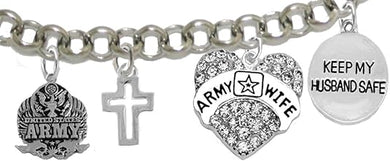 Army Wife, Keep My Husband Safe, Adjustable Hypoallergenic, Safe-Nickel, Lead, Cadmium Free