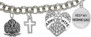Army Wife, Keep My Husband Safe, Adjustable Hypoallergenic, Safe-Nickel, Lead, Cadmium Free