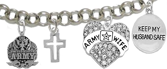 Army Wife, Keep My Husband Safe, Adjustable Hypoallergenic, Safe-Nickel, Lead, Cadmium Free