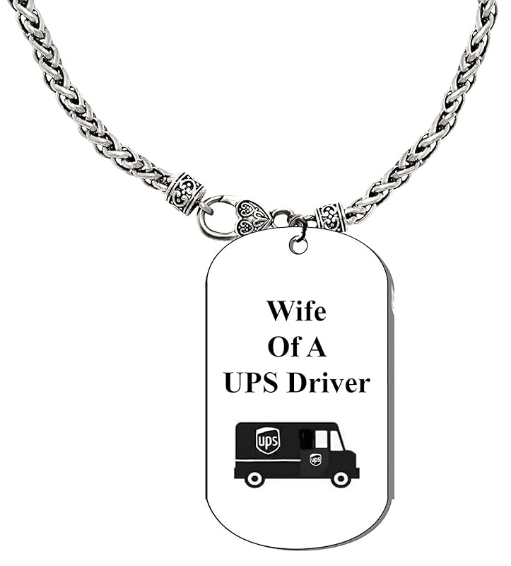 Wife Of A UPS Driver, Dog Tag On A Antique Wheat Chain Necklace. 18 Inches. What A Great Gift For Yoourself, Or Someone Special. No Worry About What Size They Wear. It Is Adjustable.
