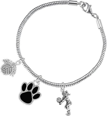 Black Paw Volleyball, Adjustable, Safe-Hypoallergenic, Nickel, Lead and Cadmium Free