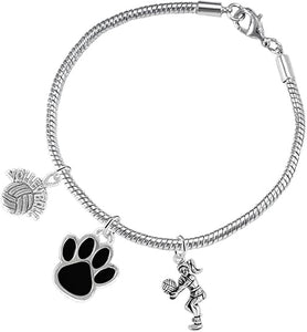 Black Paw Volleyball, Adjustable, Safe-Hypoallergenic, Nickel, Lead and Cadmium Free