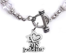 Army, I Love My Soldier, Clear Crystal Bracelet Hypoallergenic, Safe-Nickel, Lead, Cadmium Free