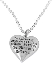 My Firefighter Is My World, Wife Adjustable Necklace, Hypoallergenic, Safe-Nickel, Lead, Cadmium Free