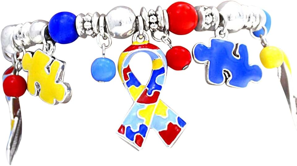 Autism, Hypoallergenic Stretch Bracelet. Nickel, Cadmium, and Lead Free