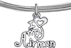 Air Force, I Love My Airman, Adjustable Bracelet Hypoallergenic, Safe-Nickel, Lead, Cadmium Free