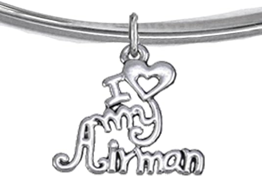 Air Force, I Love My Airman, Adjustable Bracelet Hypoallergenic, Safe-Nickel, Lead, Cadmium Free
