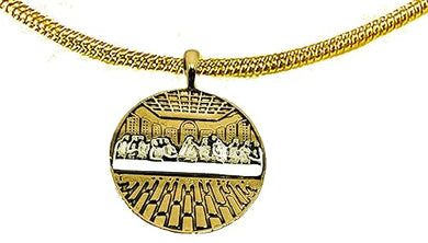 Catholic, Christian,Silver Tone, 14KT Goldtone Last Supper,On A Adjustable 14KT Go Tone Snake Chain Necklace. Very Detailed Not Seen In Picture.What A Great Gift For Yourself Or Someone Special